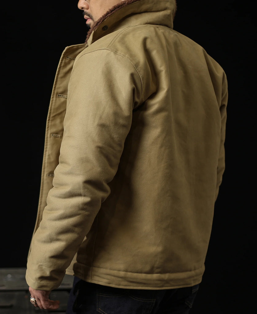 Chaqueta de N-1 USN para hombre, abrigo cálido de estilo militar, forro Sherpa